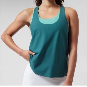 Athleta 2-In-1 Ultimate Support Top X-LARGE Teal blue Sports Bra XL